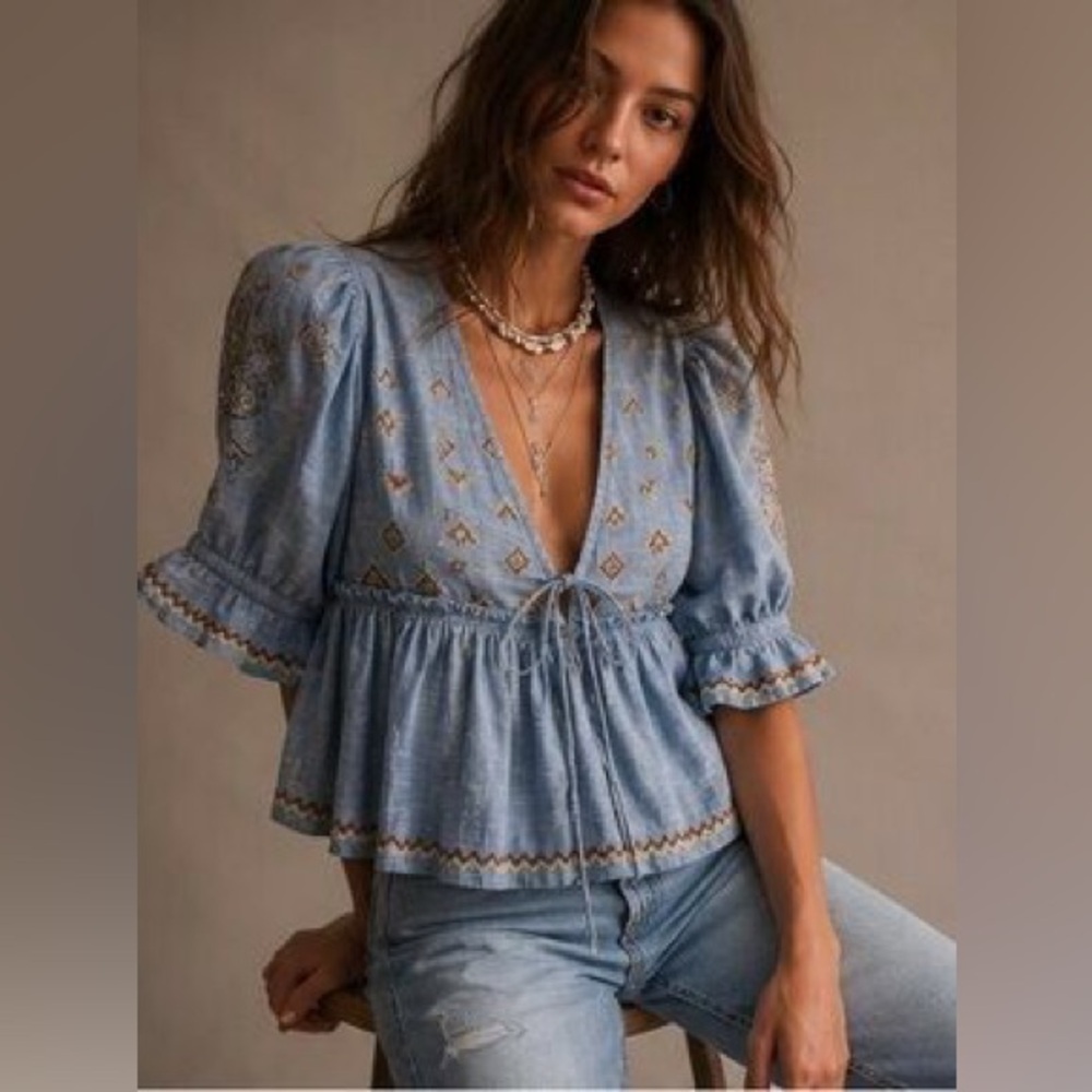 FREE PEOPLE Talulah Embroidered Top